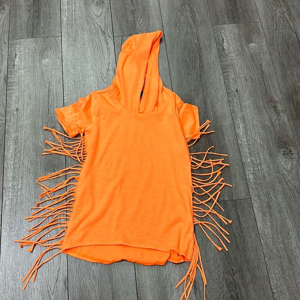 Obsessive Love top for girls size 10/12 size 12 on tag orange top with fringe